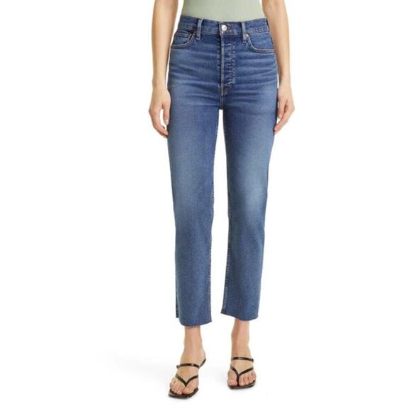 RE/DONE '70s High Waist Ankle Stovepipe Jeans In True Indigo Size 25 NWT